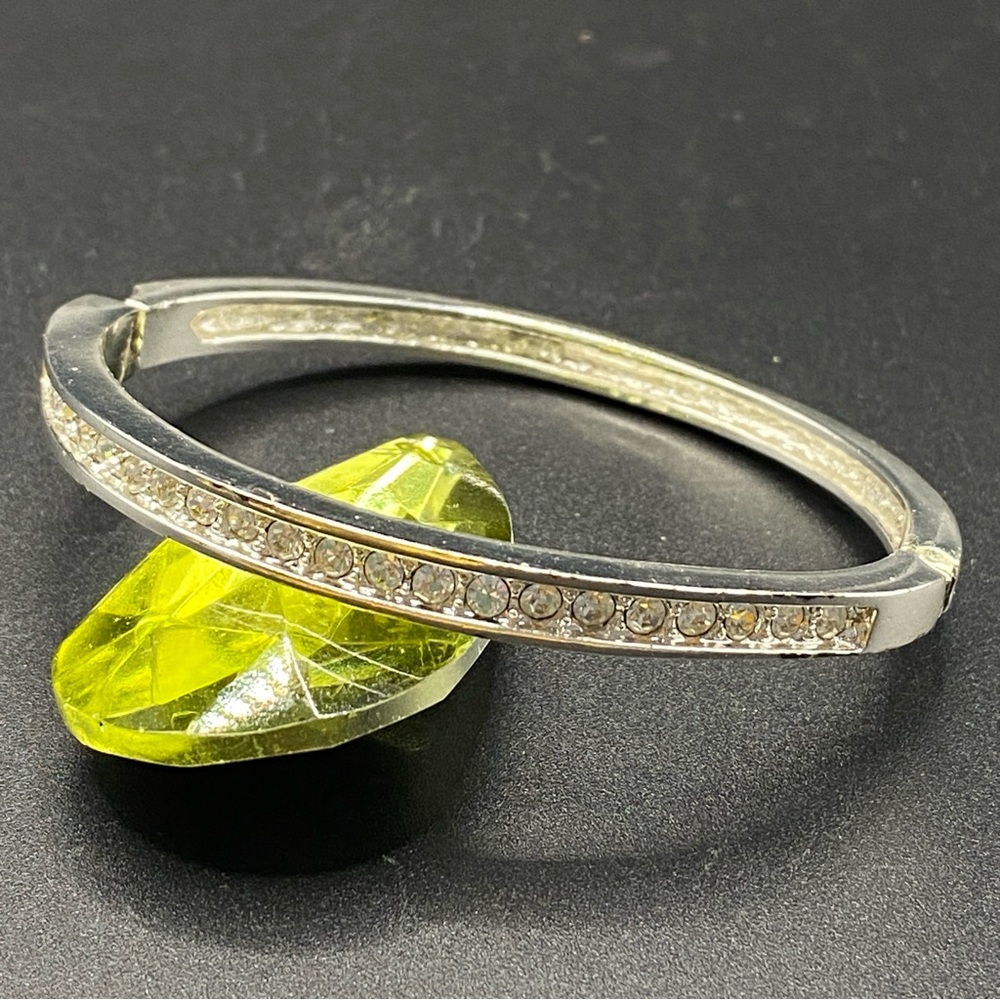 Vintage ROMAN Rhinestone Hinged Bangle Bracelet Y2K Style